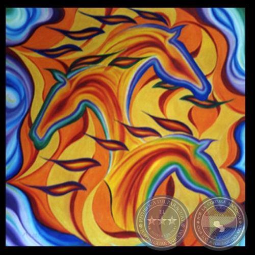 CABALLOS CORRIENDO, 2003 - Óleo de MERCEDES CENTURIÓN